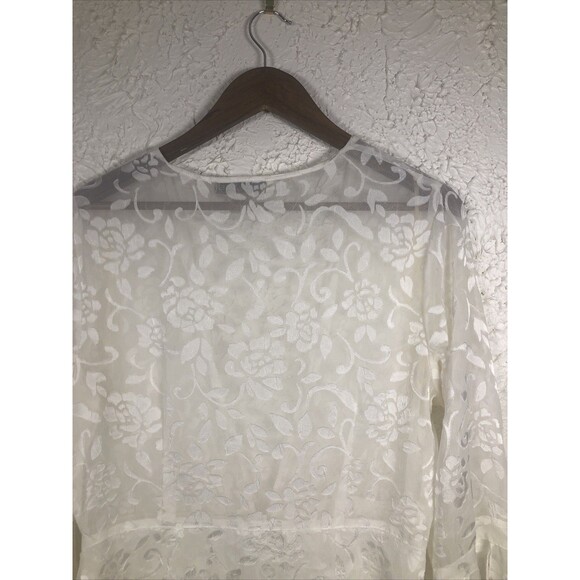 Notations Women's XL BOHO Fairy Cottagecore Open White Floral Lace Cardigan - Picture 6 of 9